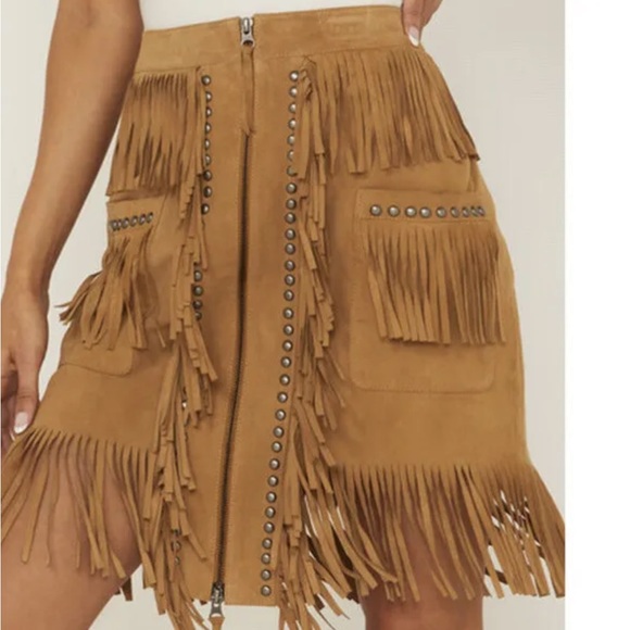 Fringe-tastic Double D Ranchwear Real Suede Fringe Skirt - Picture 4 of 14